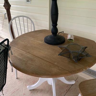 Round natural and white table and 2 chairs -- $75