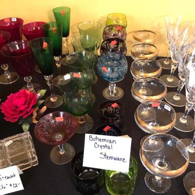 Vintage cut-to-clear crystal stemware 