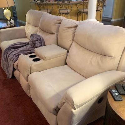 Microfiber reclining sofa by Southern Motion -- $425