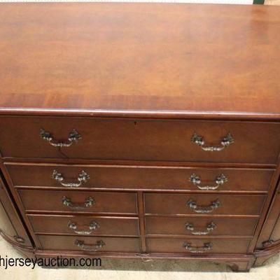  Mahogany Banded and Inlaid Credenza with Side Doors and Fall Down Desk 