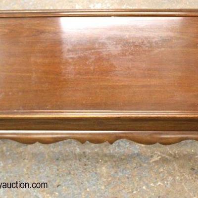  Mahogany Queen Anne Scalloped Carved Stretcher Base Coffee Table 