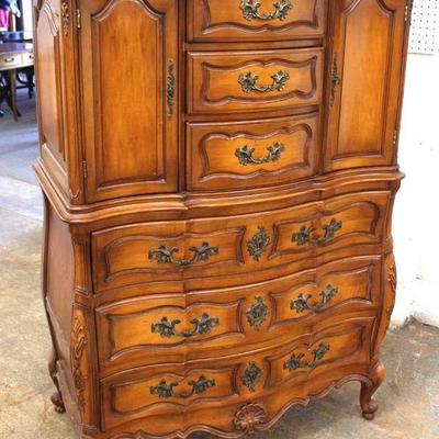  Mahogany Carved Country French Provincial High Chest and Low Chest 