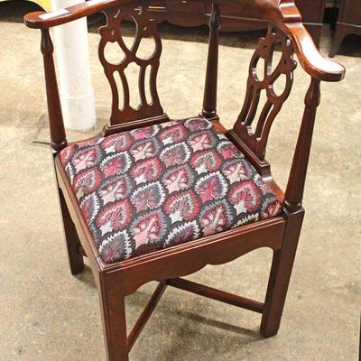  SOLID Mahogany Chippendale Style Corner Chair 