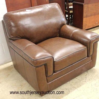  Like New Brown Leather Club Chair 