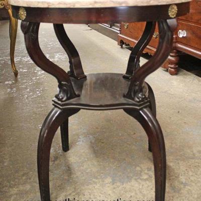  Marble Top Lamp Table with Mahogany Frame 