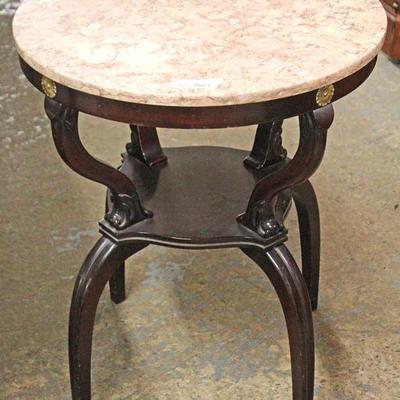  Marble Top Lamp Table with Mahogany Frame 