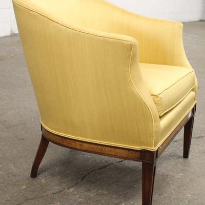  Upholstered Barrel Back Mahogany Frame Chair 