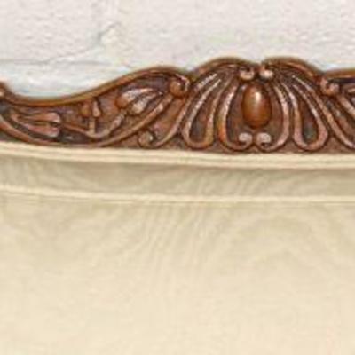  3 Part Mahogany Frame Carved Upholstered Button Tufted French Style Sectional Sofa 