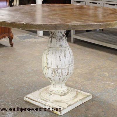  Decorator Natural Finish Top Distressed Pedestal Breakfast Table 