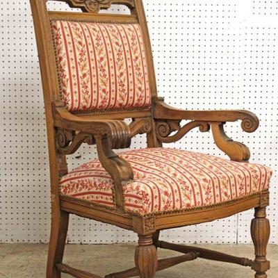  ANTIQUE Oak Griffin Carved Arm Chair 