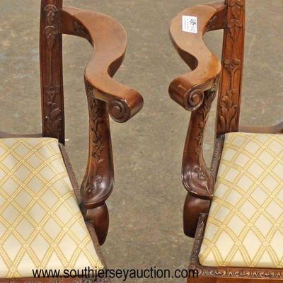  PAIR of Ball and Claw Carved Chippendale Mahogany Arm Chairs 