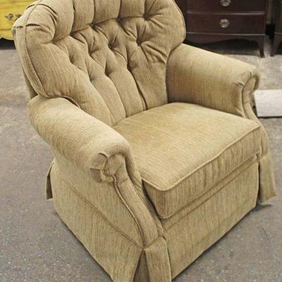  Tan Upholstered “La Z Boy Furniture” Button Tufted Club Chair 