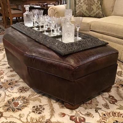 Century leather ottoman with storage 