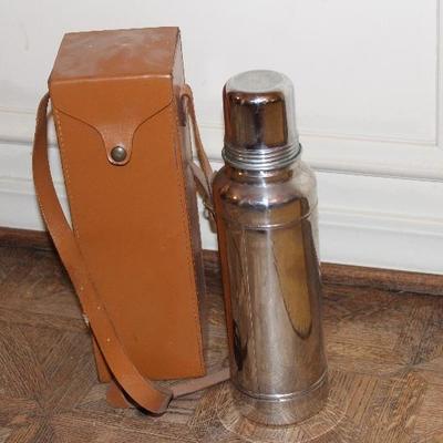 Thermos with leather carry case