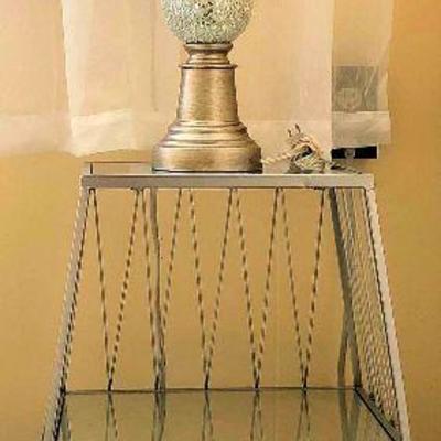 PVT057 Metal Framed Night Stand and Lamp 