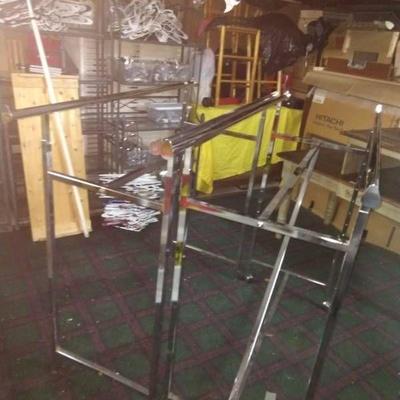 2 chrome clothing display racks