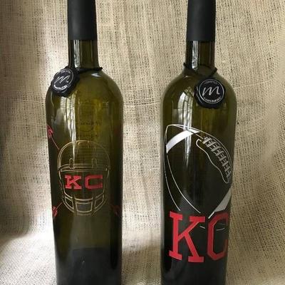 Kansas City Chiefs empty wine bottles (great bar d ...