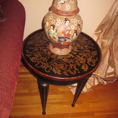 Oriental Urns ~ Gold Inlaid Accent Tables 