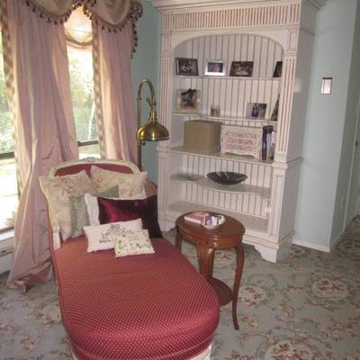 Chaise Lounge ~ Window Treatments ~ 
Ornate Lighting ~ Shelving and more! 