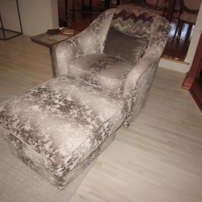 Plush Arm Chair with Matching Ottoman 