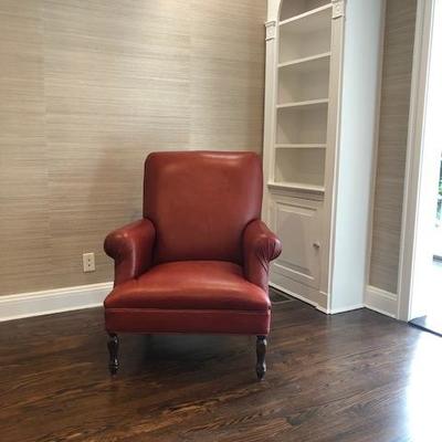 Red Leather High Back Chair. Excellent Condition.