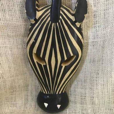 Wood Zebra Mask--Wall Shelf Decor