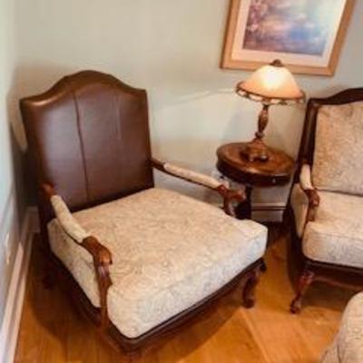 Ethan Allen Leather Seating with ottoman
