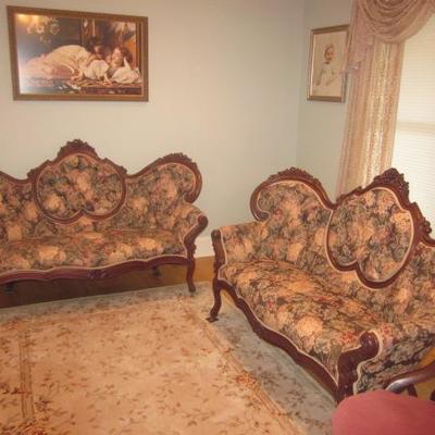 Original 1800's Victorian Newley Upholstered Living Room Suite