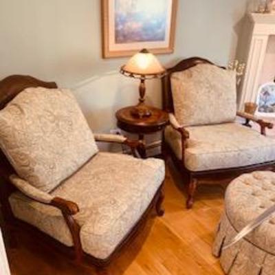 Ethan Allen Leather Seating with ottoman