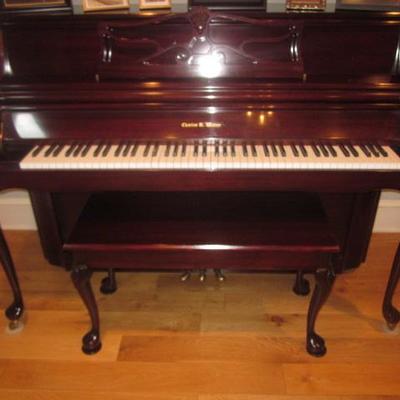 Charles R. Walter Cherry Wood Upright Piano
