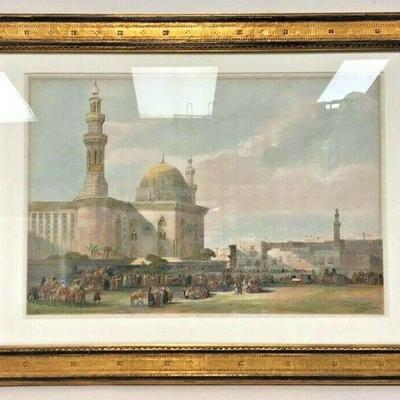 SM020: ANTIQUE COLOR LITHOGRAPH FRAMED PRINT MOSQUE 1849 20X26.75 LOCAL PICKUP  https://www.ebay.com/itm/113956981549