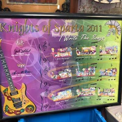RM0353 Knights of Sparta 2011 New Orleans Mardi Gras Float Bulletin Framed Signed and Numbered Local Picku