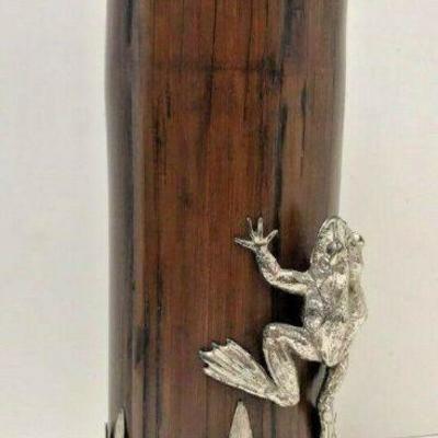 SM001: BAMBOO VASE WITH SILVER DETAIL14 IN TALL AND 4.5 IN DIAMETER  https://www.ebay.com/itm/123968961748