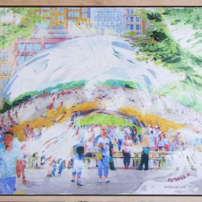 ML3035 Conner McManus Art: Chicago Bean 18â€³x 24â€³ Giclee and Acrylic on Birch  https://www.ebay.com/itm/113966071526