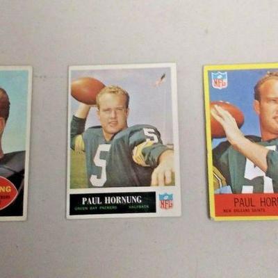 WY0361 3 CARD LOT OF PAUL HORNUNG CARDS. #54 1960 TOPPS, #76 1965, #123 1967 PH  https://www.ebay.com/itm/123969702926