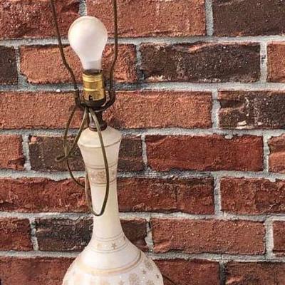 LAN746: Mid Century Glass and Brass Lamp $25  - Only available offline at office