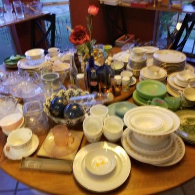 Vintage dishes and glass ware.
