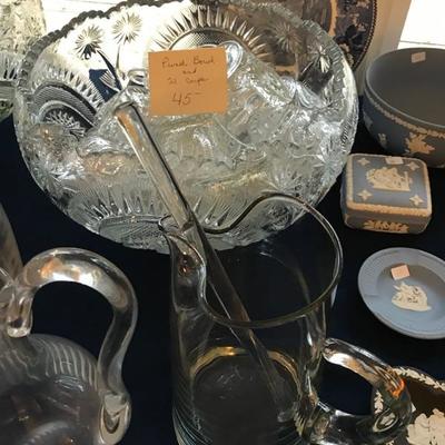 Punch bowl and 21 cups $45
2 sets available