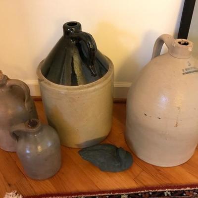 Salt glaze large white jug $250
Brown and white jug $250
Medium salt glazed jug $170
Small salt glazed jug $110