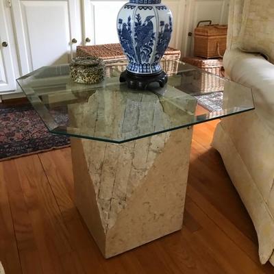 Glass and stone side table $150
26 X 26 X 20
