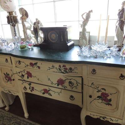 vintage sideboard with hand painted finish