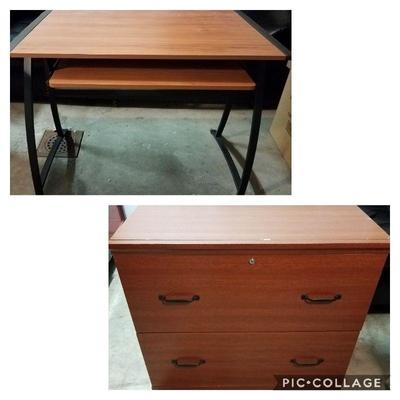 Desk and Lateral File Cabinet