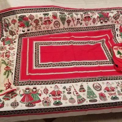 Vintage Christmas Tablecloth & Aprons
