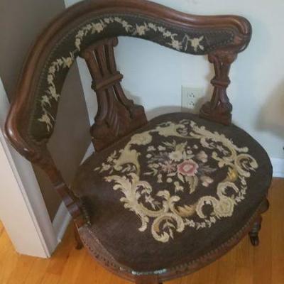 Victorian chair with needlepoint $100