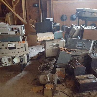 dozens of pieces of electronic testing equipment
