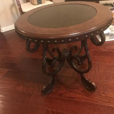 Side table with iron base. $20