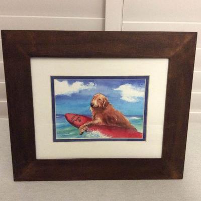 MME026 Framed & Matted ''Grateful Dog'' Print By Rebecca Lowel