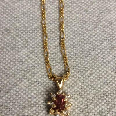 MME046 14KT Pink Sapphire? & Diamond Pendant and Chain