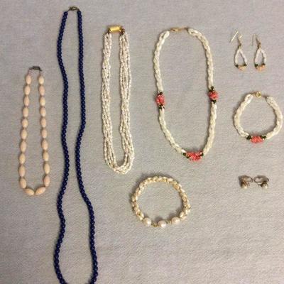 MME056 Freshwater Pearls, Pink Coral & Other Costume Jewelry 