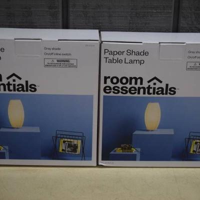 2 Room Essentials Paper Shade Table Lamps
